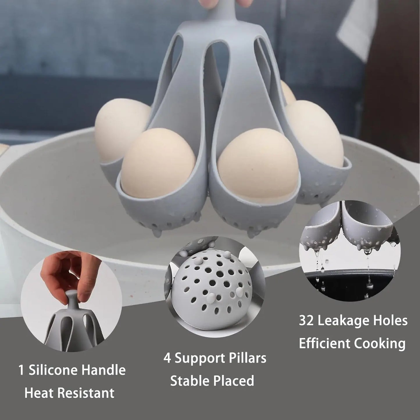 Silicone Egg Boiler Rack Six Holder Kitchen Gadget Dishwasher Safe