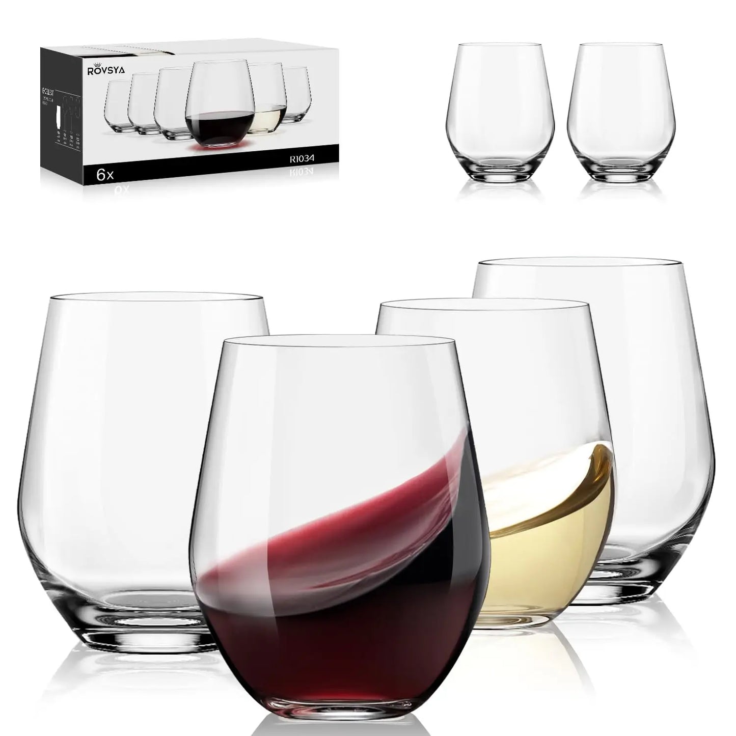 Hand Blown Crystal Wine Glasses Set Of 4