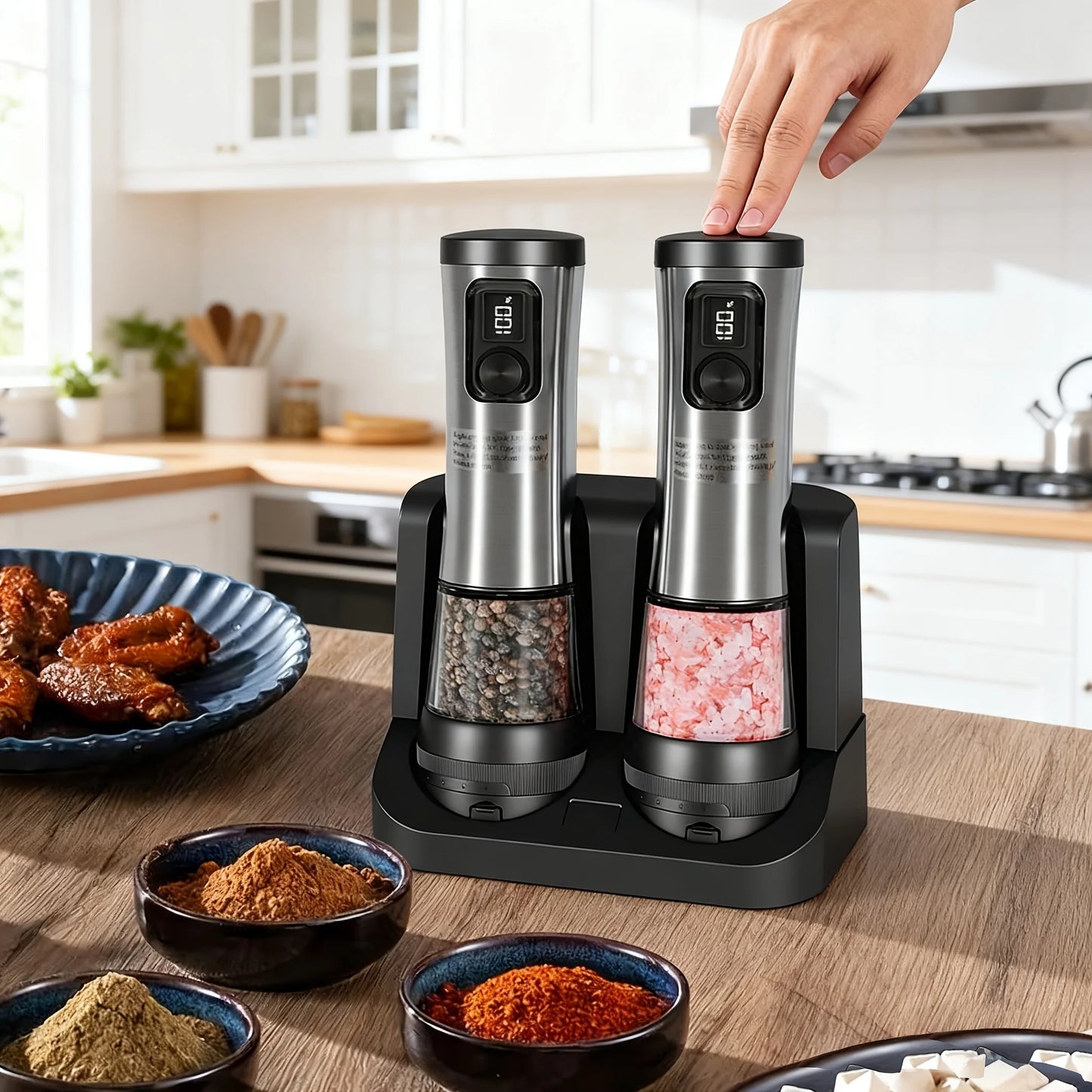 Automatic Electric Salt And Pepper Grinder Set With Rechargeable Battery