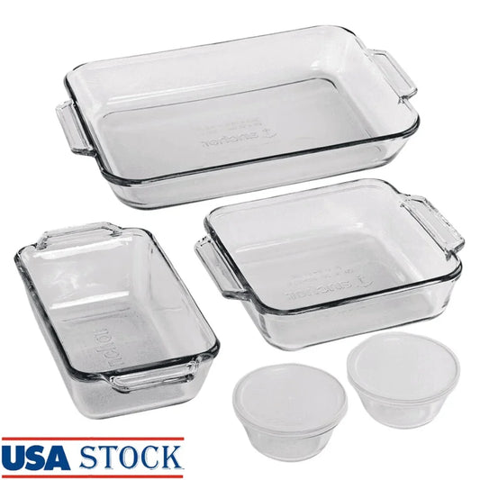 7 Piece Glass Bakeware Set Oven Safe Casserole Dishes