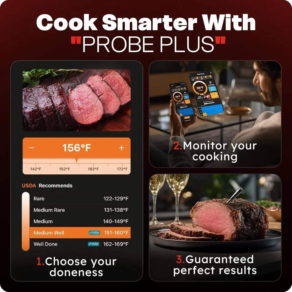 Smart Bluetooth Wireless Meat Thermometer With 6 Sensors Instant Read
