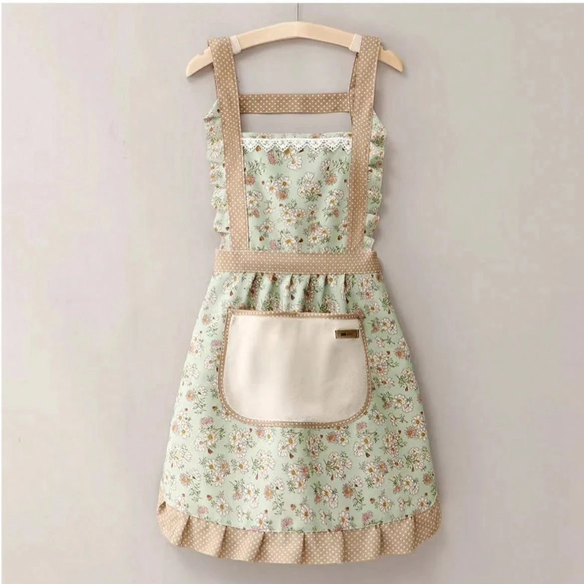 1pc Strap Canvas Floral Apron with Hood, Waterproof Oil-resistant Breathable Workwear Waist Apron