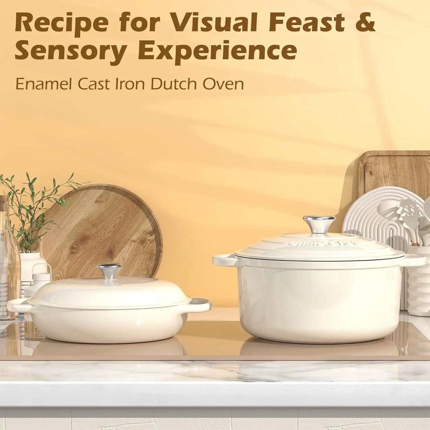 Enameled Cast Iron Dutch Oven With Lid And Potholders