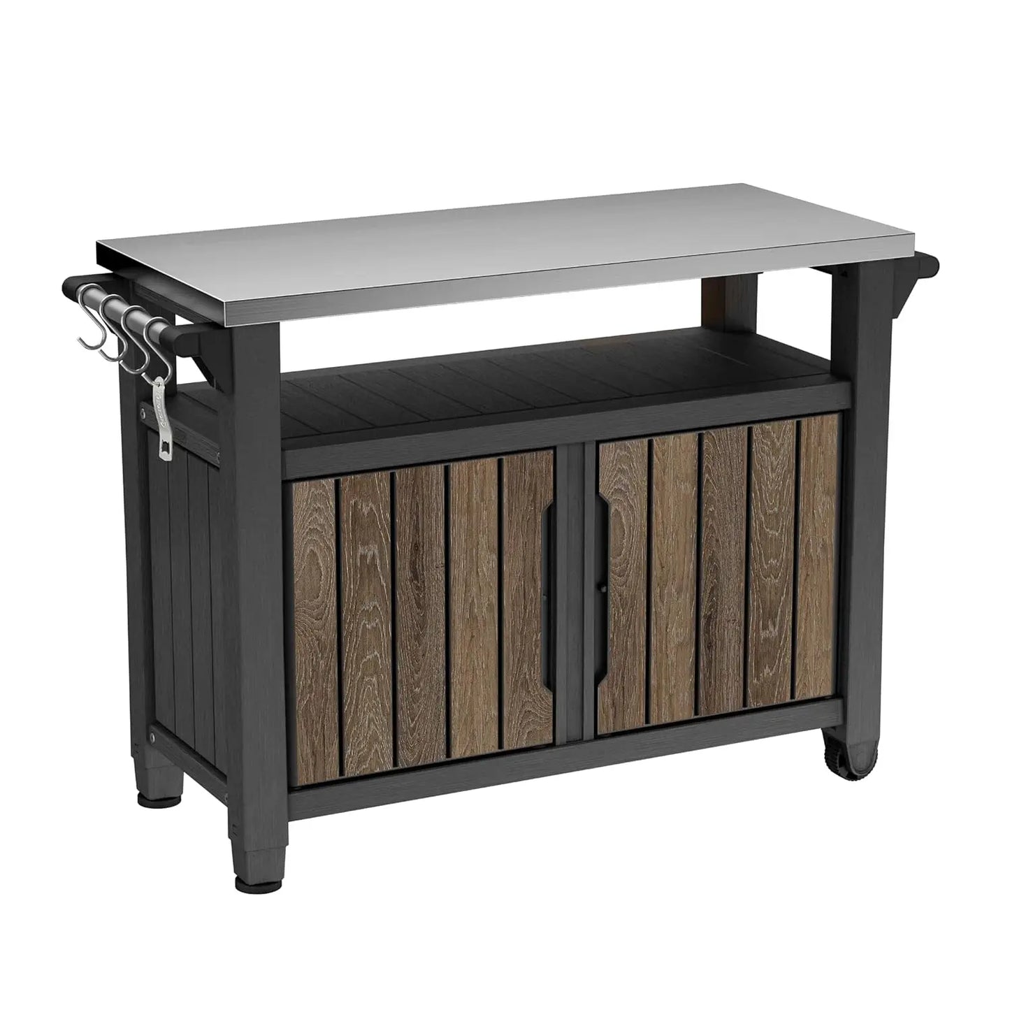 Outdoor Rolling Prep Table Cart With Storage And Wheels