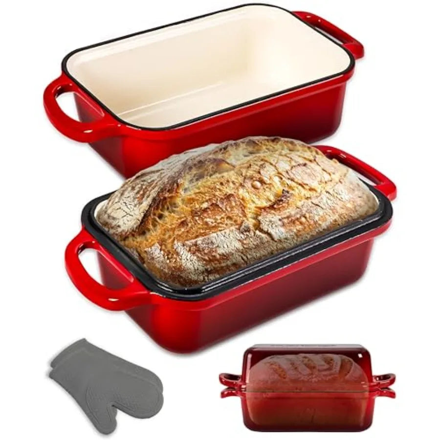 Enamel Cast Iron Loaf Pan With Lid For Sourdough Baking Oven Safe