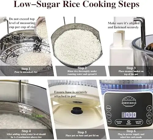XMSJ Low Carb Rice Cooker With Smart Timer Keep Warm