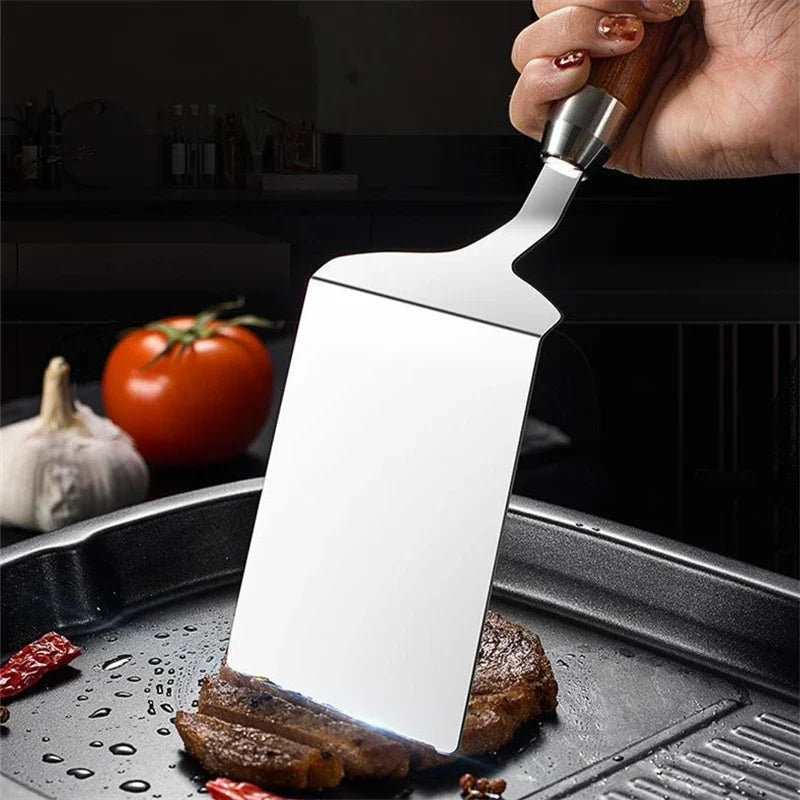 Stainless Steel Square Head Spatula And Wood Handle Pizza Shovel