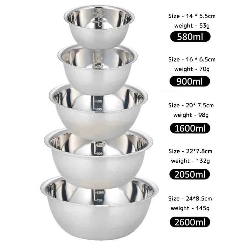 Stainless Steel Mixing Bowls Set Non Slip Nesting Dishwasher Safe