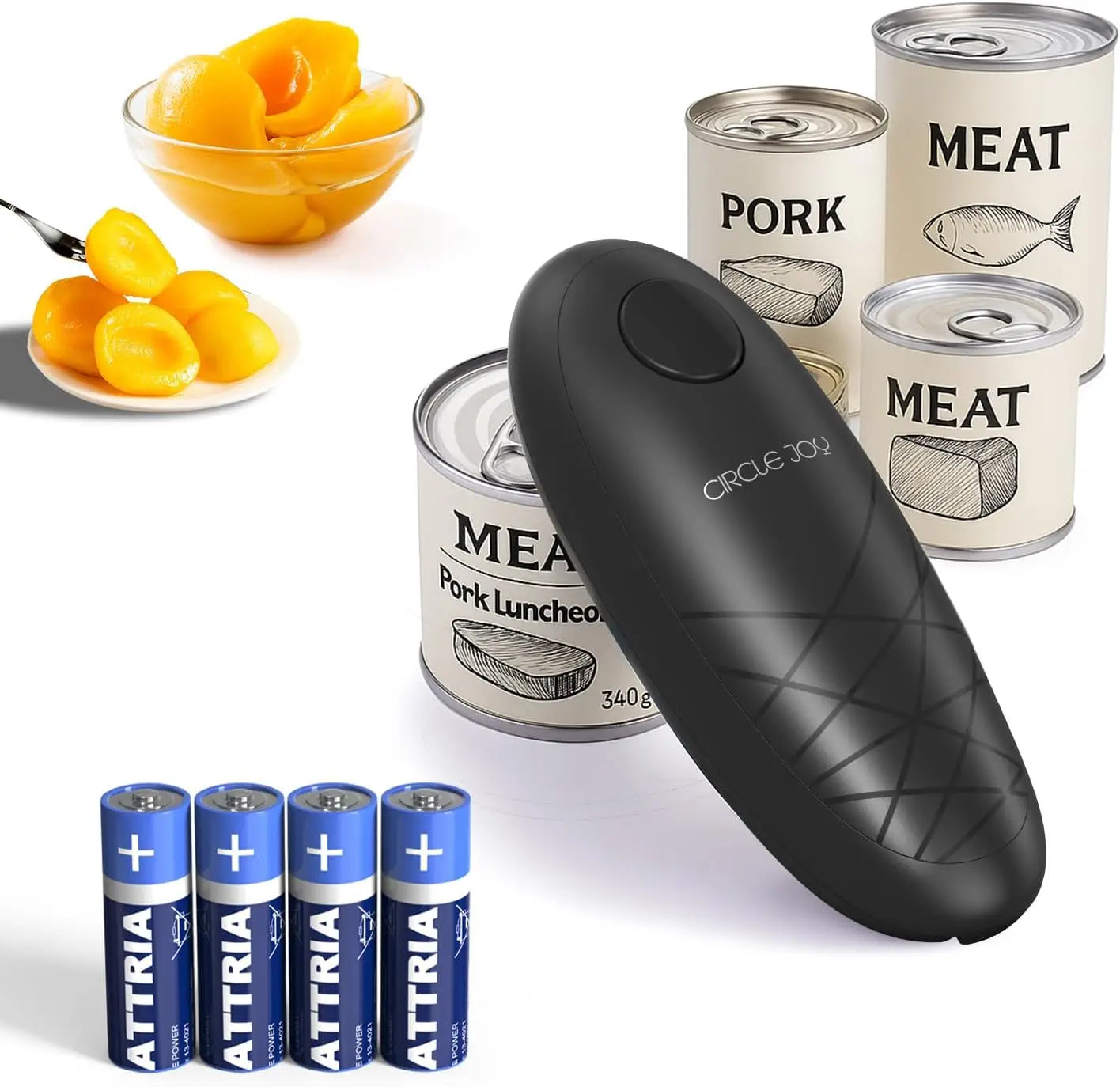 XMSJ Electric Can Opener One-Touch Automatic Smooth Edges Handheld Battery-Operated