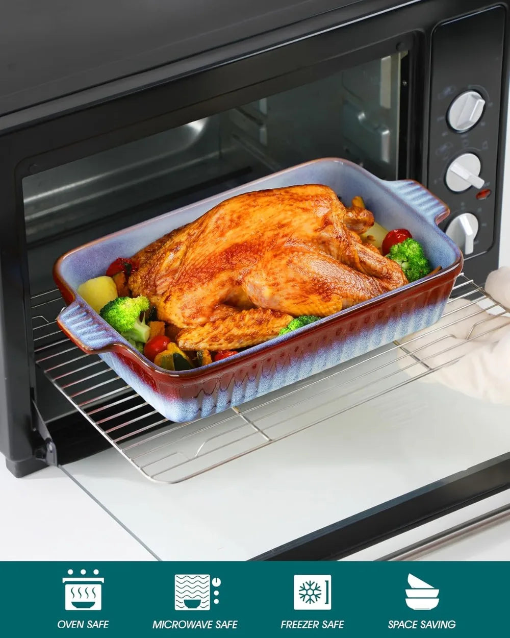 Reactive Glaze Ceramic Baking Dishes Set of 4 With Handles Oven Microwave Safe