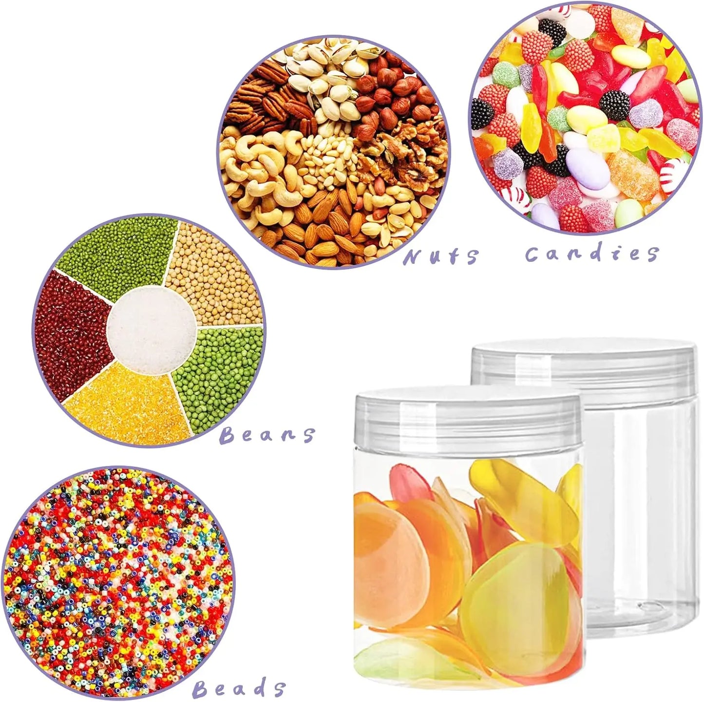 Plastic Jars With Lids Wide Mouth Storage Jars 20 Pack