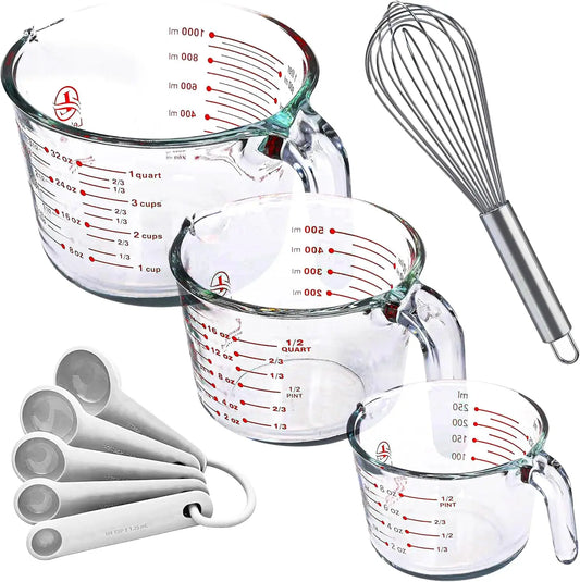 Glass Measuring Cup Set With Spoons And Whisk