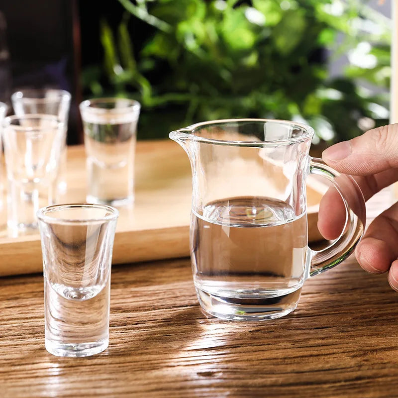 Six 15ml Shot Glass Set Transparent Glass Thick Bottom