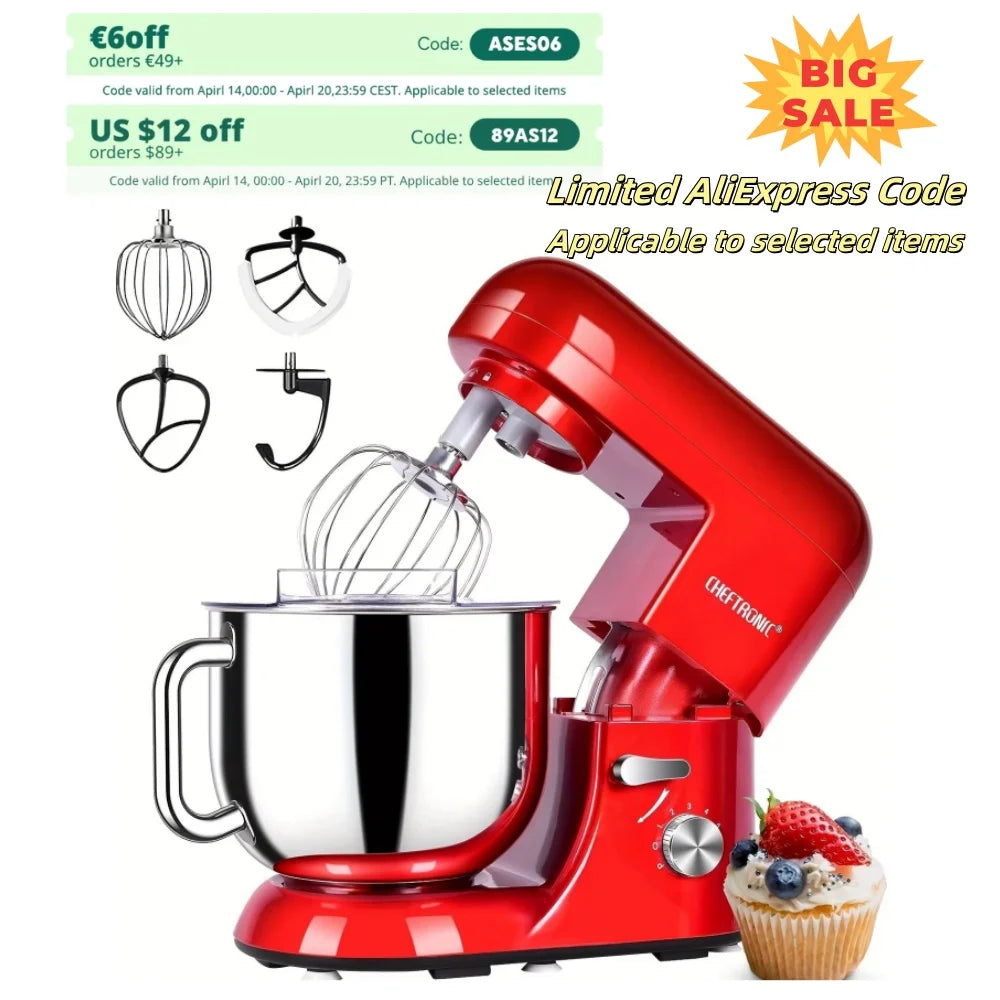Cheftronic Stand Mixer Tilt-Head 650W 6-Speed US Plug