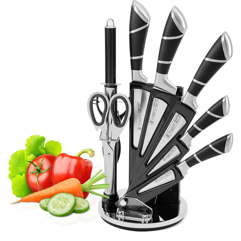 ZENG Stainless Steel Knife Set With Non-Stick Sharpener
