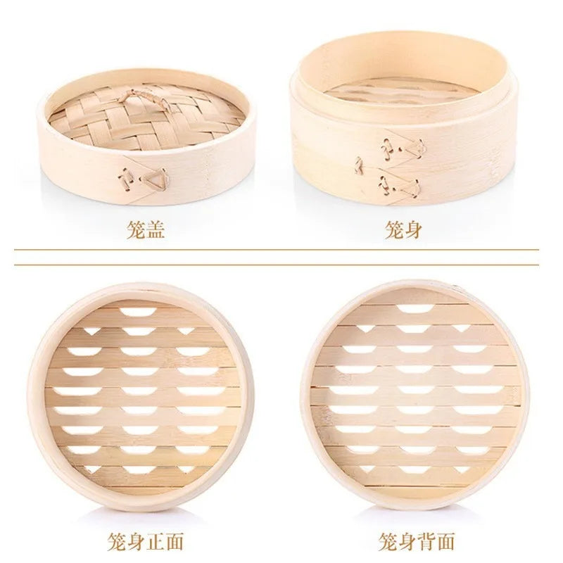 10/15/20cm Cooking Bamboo Steamer Dumpling Food Steamer with Lid Cookware Steam Pot Kitchen Cooking Tools