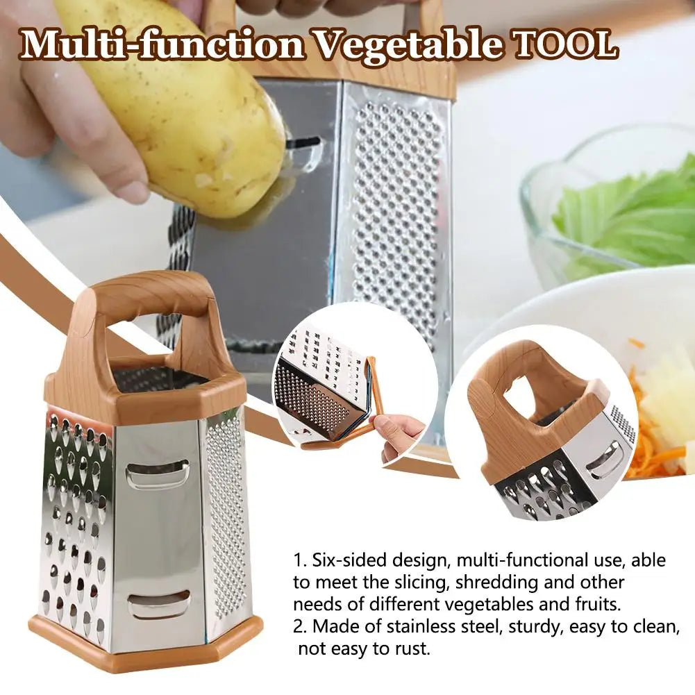Six-Sided Stainless Steel Box Grater With Slicer And Shredder