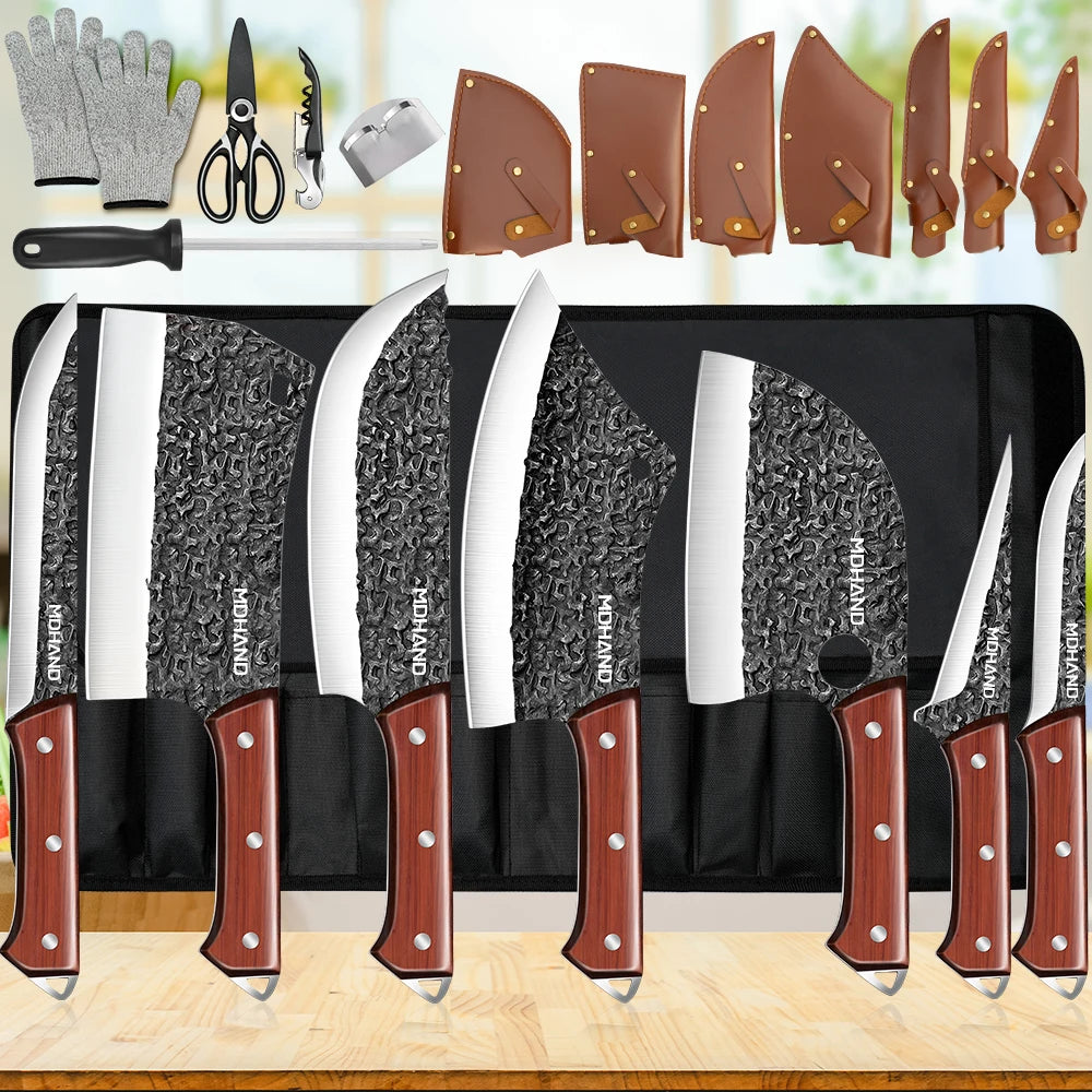 ZENG Kitchen Knife Set With Forged Blades And Sharpener