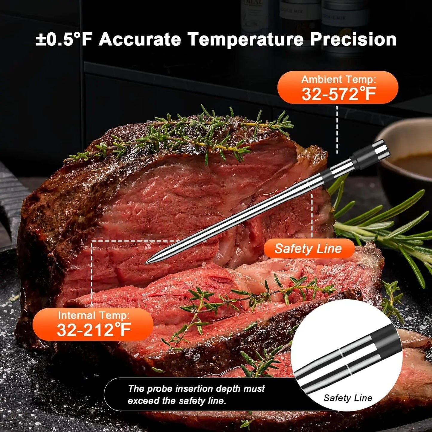 Wireless Meat Thermometer With 4 Probes App Alerts And Timer