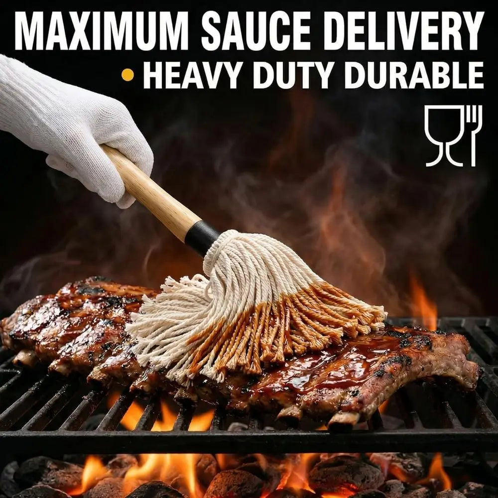 Seven-Piece Cast Iron Sauce Pot And BBQ Mop Brush Set