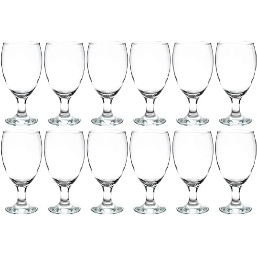 Classic Goblet Glasses Iced Tea Water Set of 12 Dishwasher Safe