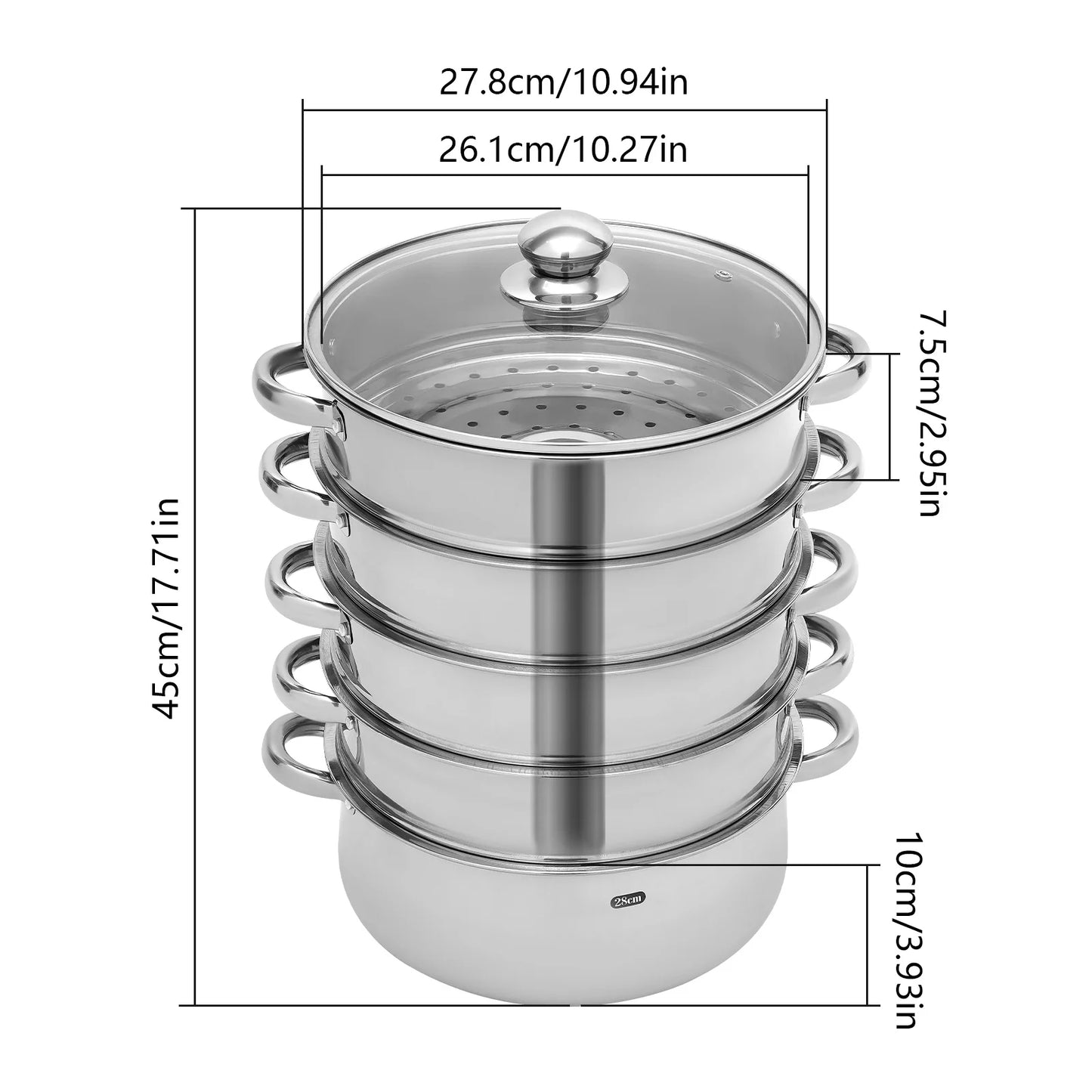 Stainless Steel Steamer 5 Tier Kitchen Steamer Durable And Clean