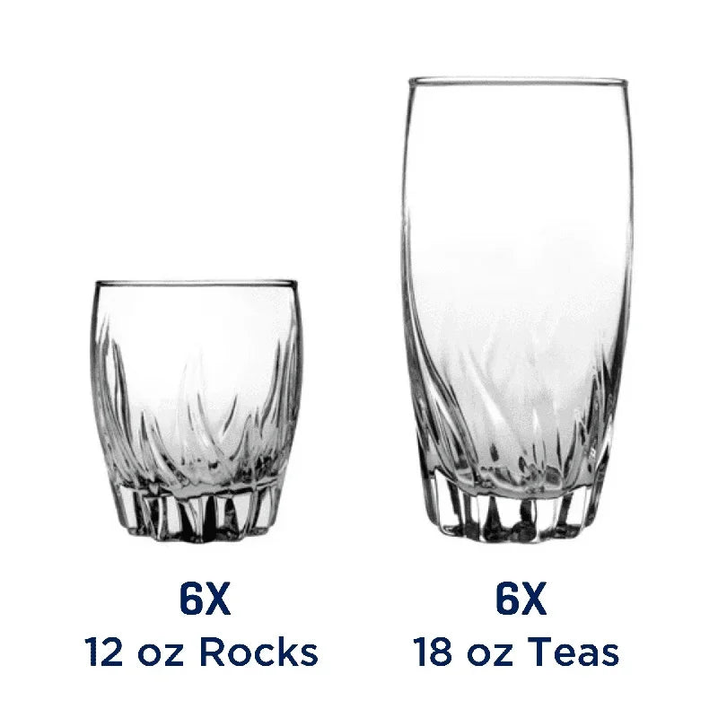 12 Piece Clear Glassware Set Highball And Rocks Glasses
