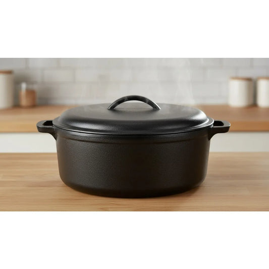 Pre-Seasoned Cast Iron Dutch Oven With Lid For Even Cooking