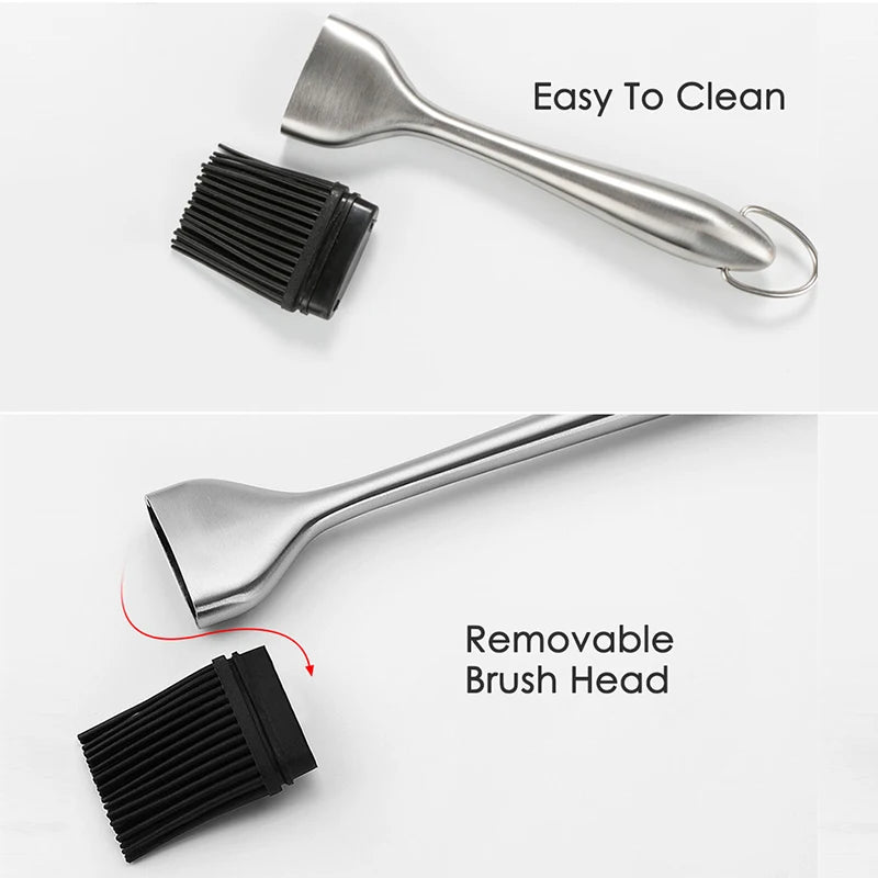 Venlohome Silicone Basting Brush for BBQ Grill Stainless Steel Handle