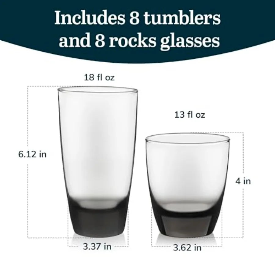 Classic Rocks and Tumbler Glasses Set Dishwasher Safe