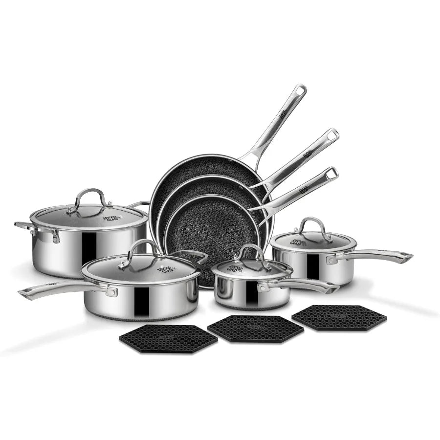14-Piece Nonstick Hybrid Stainless Steel Cookware Set
