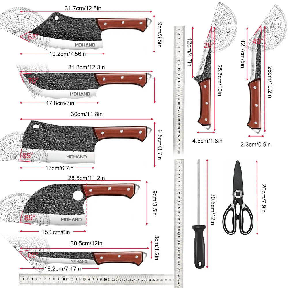 ZENG Kitchen Knife Set With Forged Blades And Sharpener