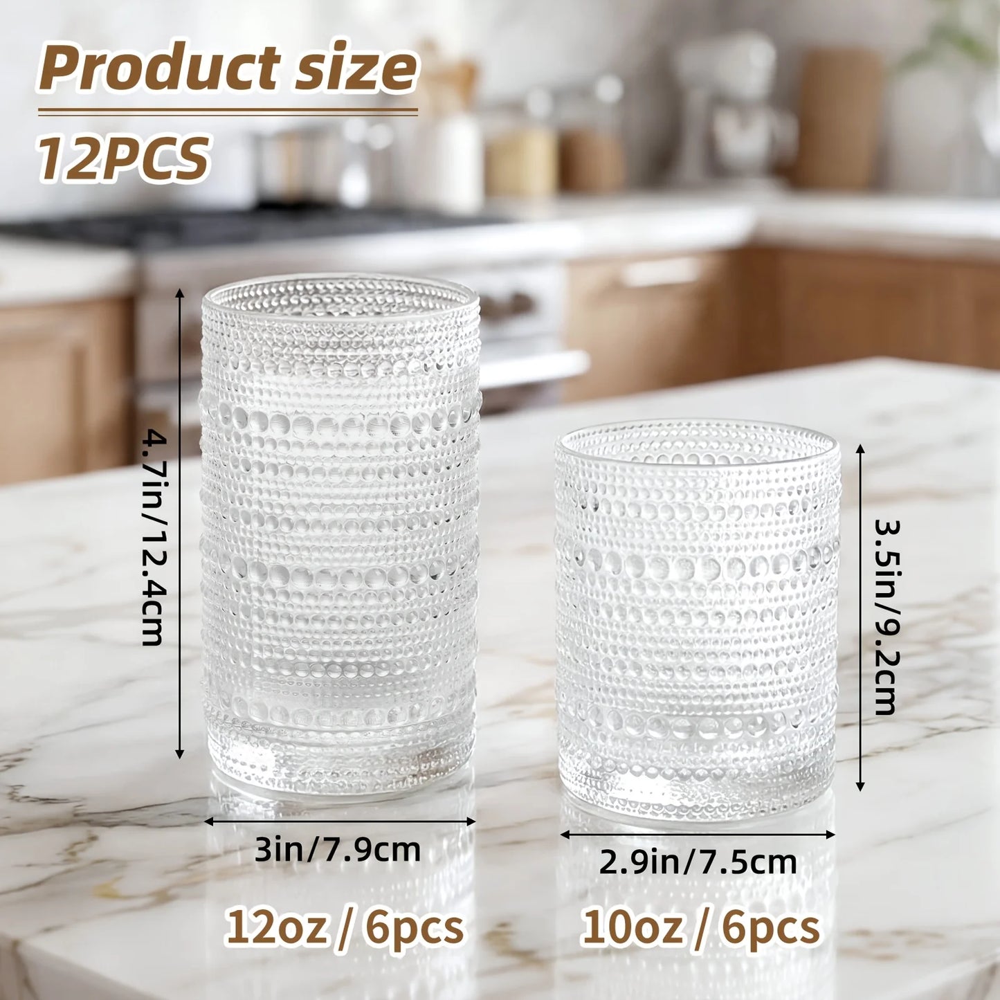 ETRENDZ Boho Embossed Glassware Set Highball And Juice Glasses