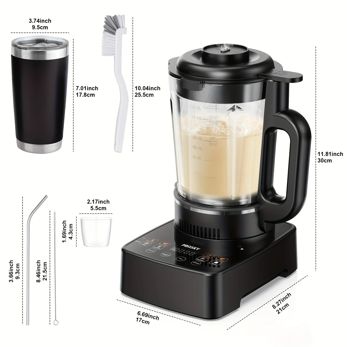 Prasky 2400W Heating Blender Auto Clean Professional Blender