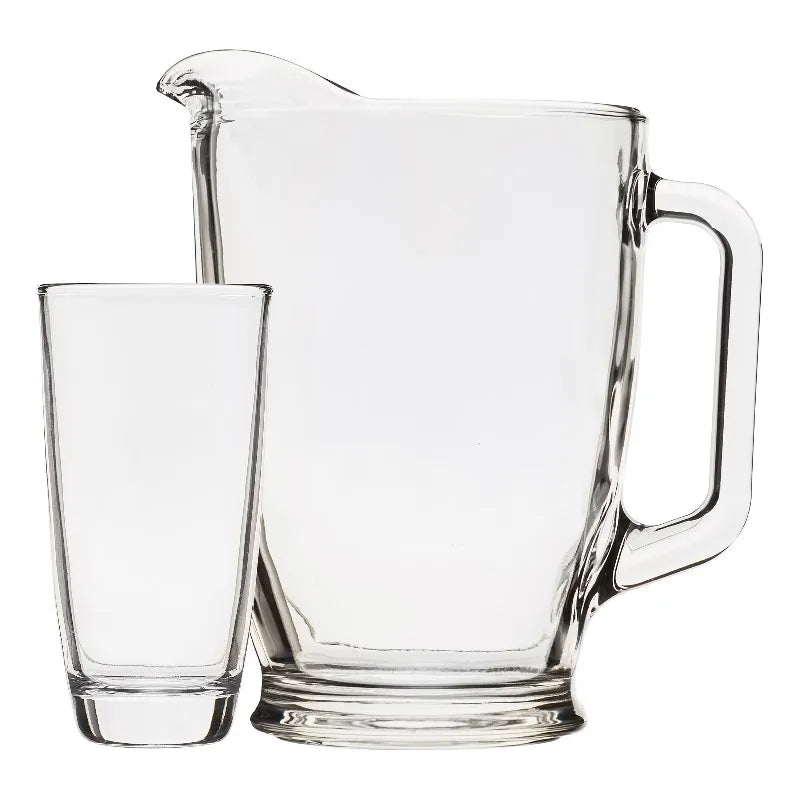 Clear Glass Pitcher And Drinkware Tumbler Set, 7 Pieces
