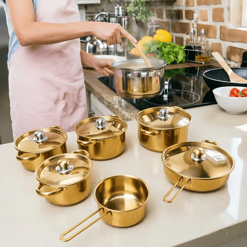 Stainless Steel Cookware Set With Lids And Handles, Dishwasher Safe