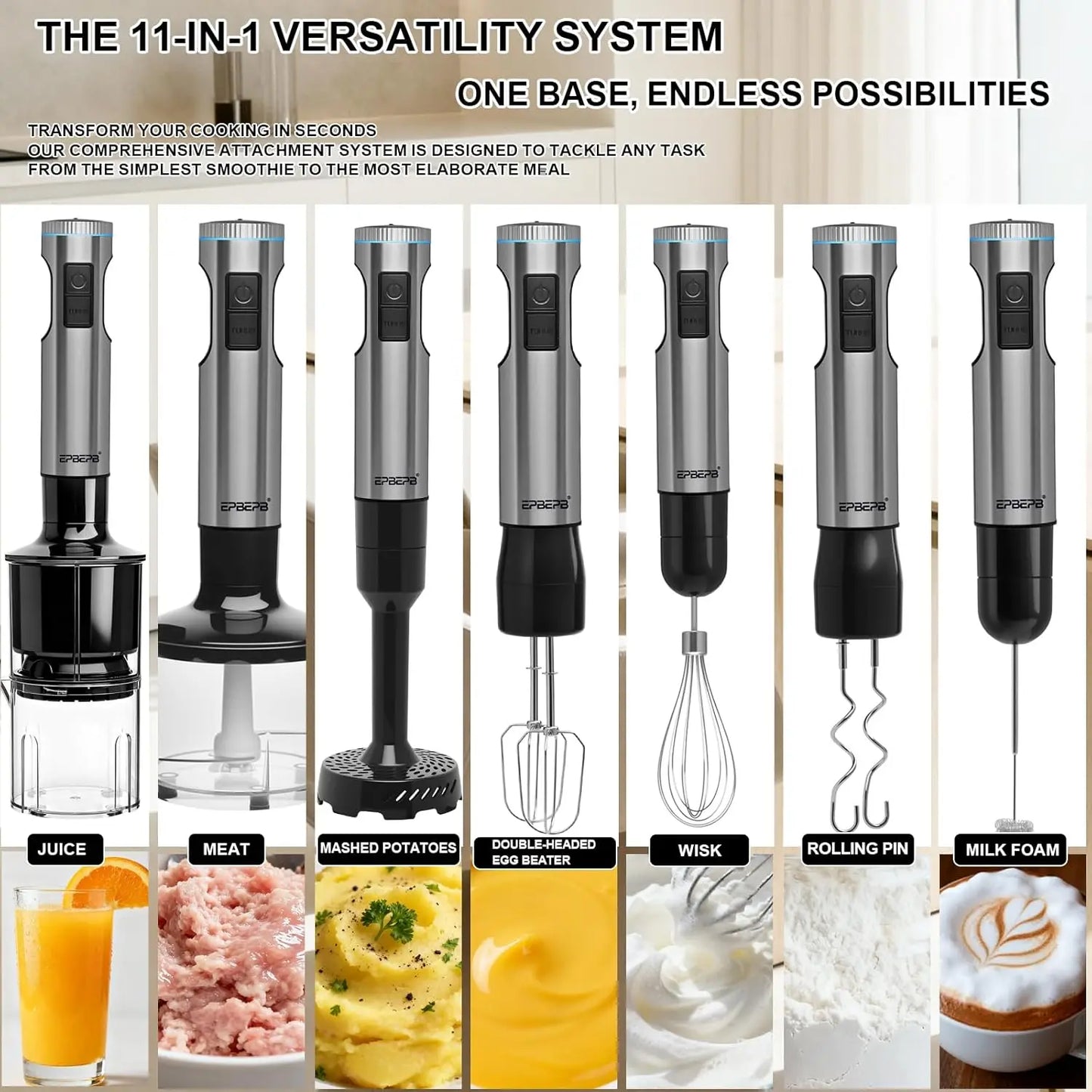 12 In 1 Immersion Blender Set Handheld Stick Mixer