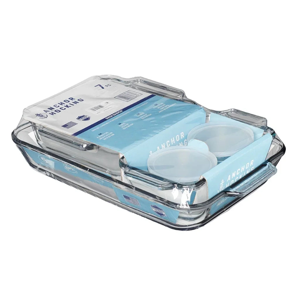 7 Piece Glass Bakeware Set Oven Safe Casserole Dishes
