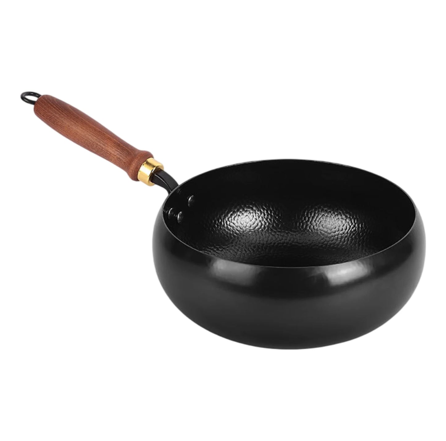 Bymaocar Hand Forged Hammered Wok Preseasoned Nonstick Wood Handle