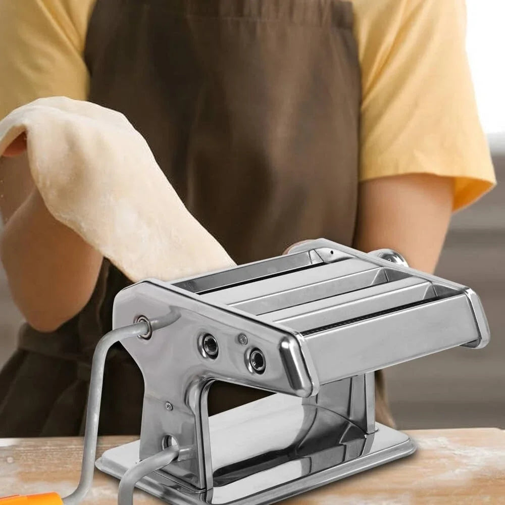 Stainless Steel Manual Pasta Maker Machine With Adjustable Width Two Cutters