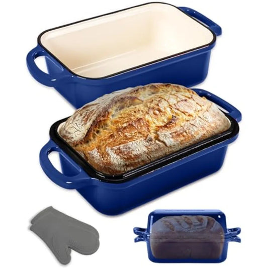 Enamel Cast Iron Loaf Pan With Lid For Sourdough Baking Oven Safe