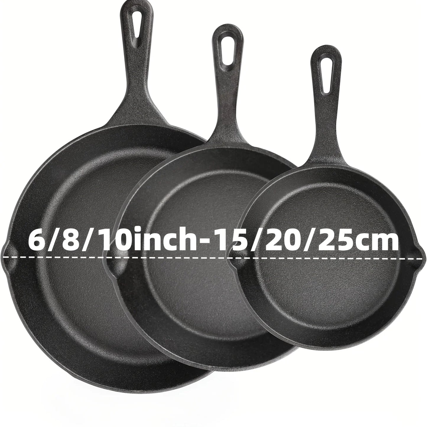 AEDG 3-Piece Cast Iron Skillet Set Preseasoned For Oven