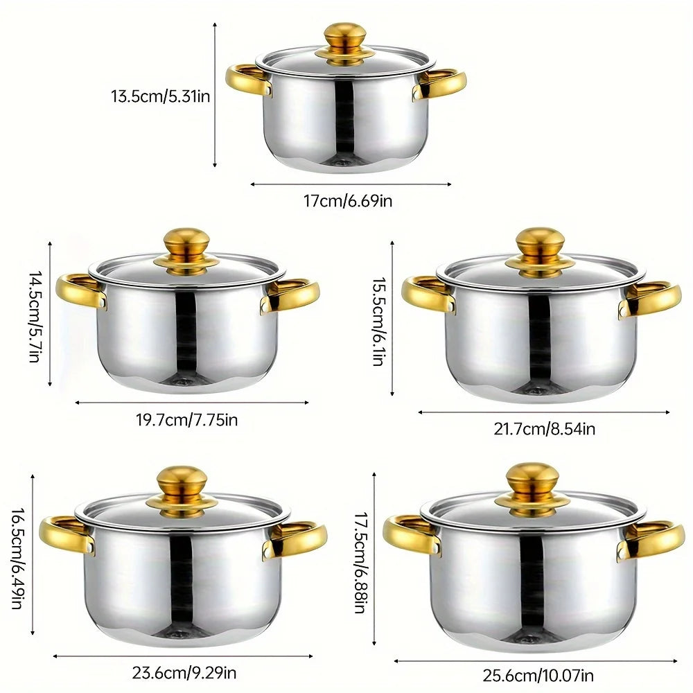 Stainless Steel 5-Piece Cookware Set Durable and Easy Clean