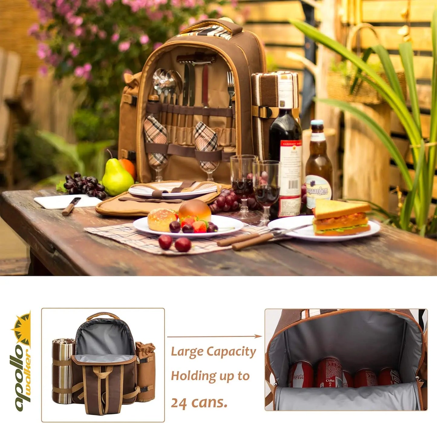 YTYIN Picnic Backpack For 4 With Cooler Compartment