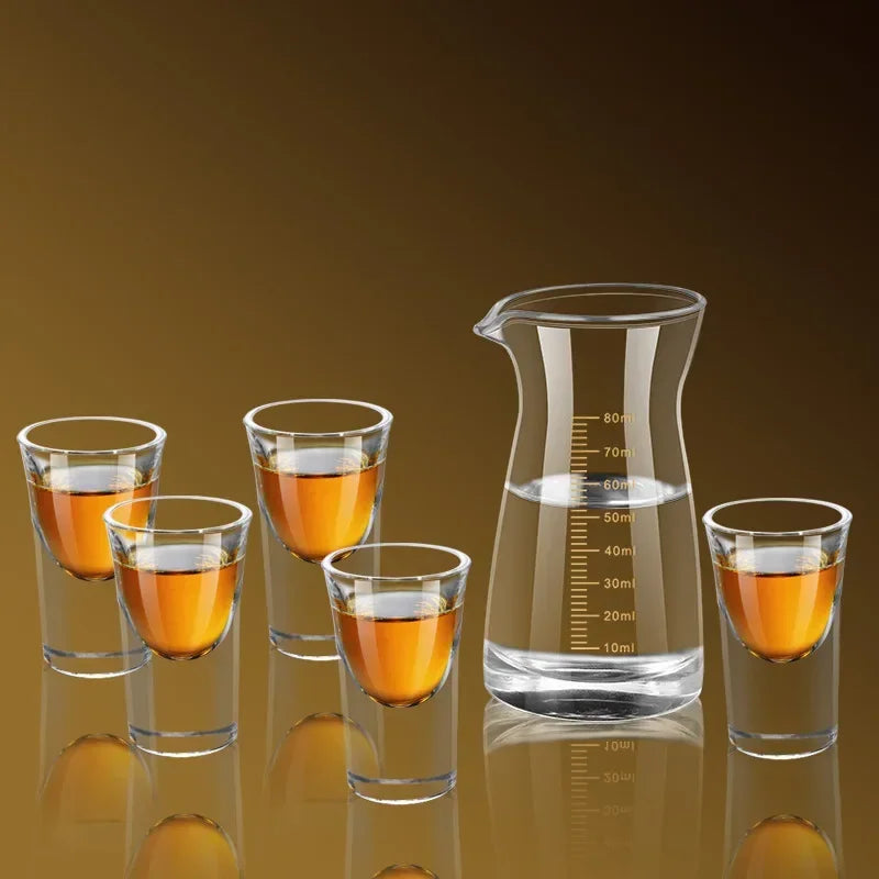Six 15ml Shot Glass Set Transparent Glass Thick Bottom