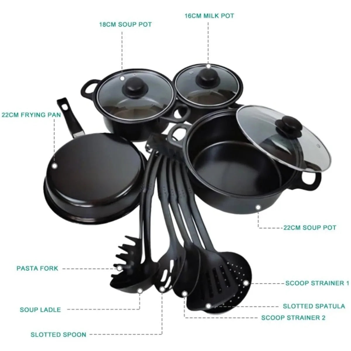 Cobasport 13 Piece Nonstick Pots And Pans Set For Induction Cooktop