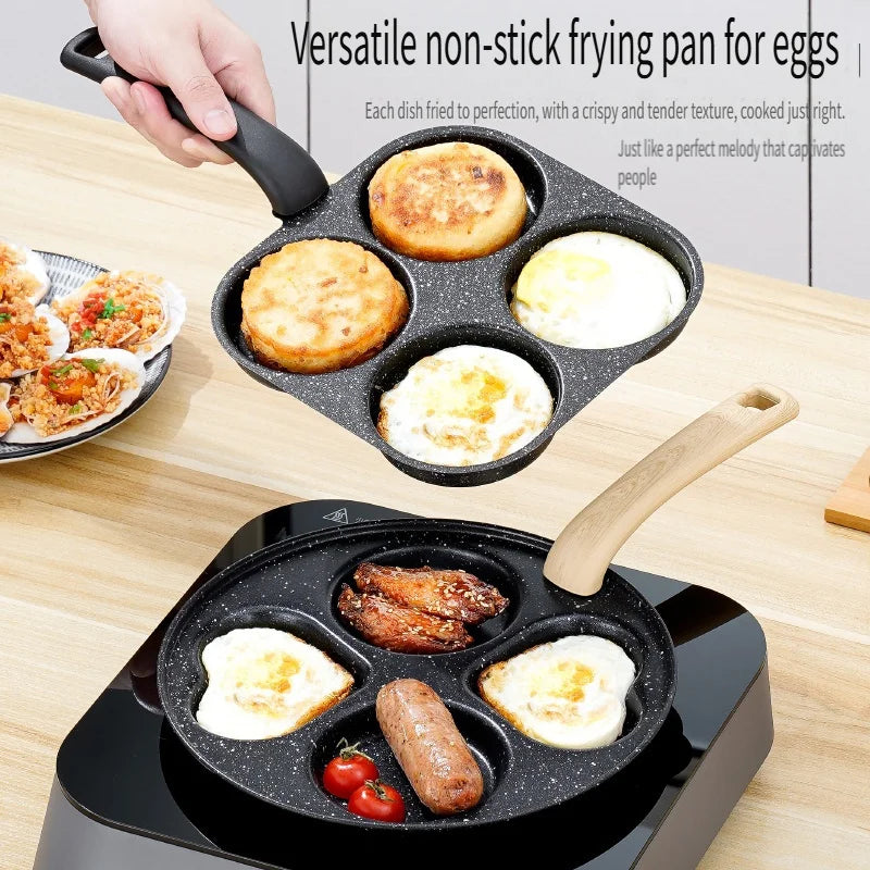 Medical Stone Four Hole Omelette Pan Nonstick Flat Bottom Frying Pan