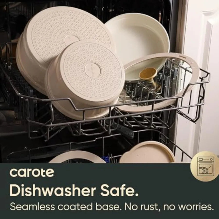 Ceramic Nonstick Cookware Set With Detachable Handles