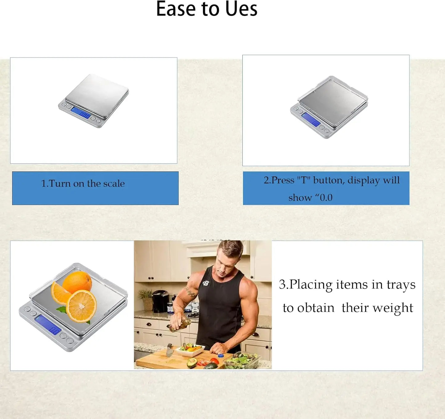 Digital Kitchen Scale 3000g 0.1g With 2 Trays Auto Off