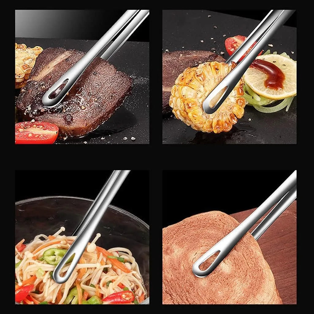 28 cm Stainless Steel Korean BBQ Grill Tongs Japanese Barbecue Tongs for Cooking Portable Kitchenware Home Outdoor Steak Salad Food